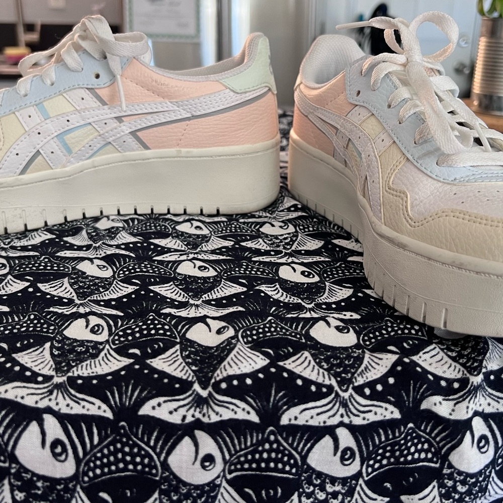 White and Light Blue Sneakers